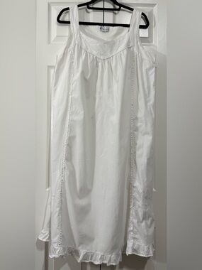 Vintage Cottagecore White Embroidered Prairie Dress L/XL Boho Romantic
